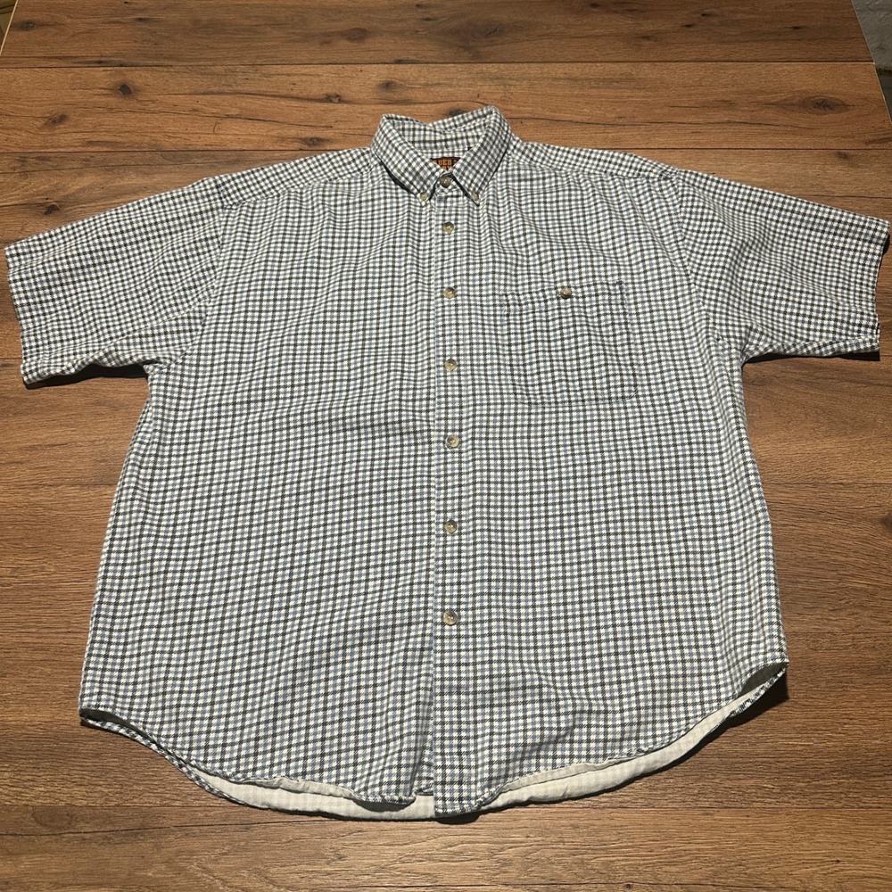 Vintage Faded Glory Blue‎ Check Button Down Shirt Mens XL